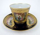 Antique French Tea Cup & Saucer, Scenic