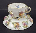 Antique Miessen Demitasse Cup & Saucer, Encrusted