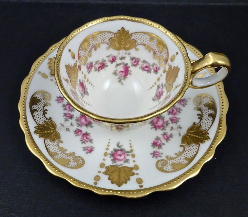 Antique Cauldon Demitasse Cup & Saucer, Roses