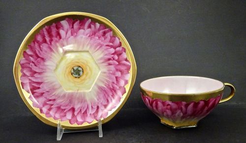 Antique Bohemian Tea Cup & Saucer, Flora-Form