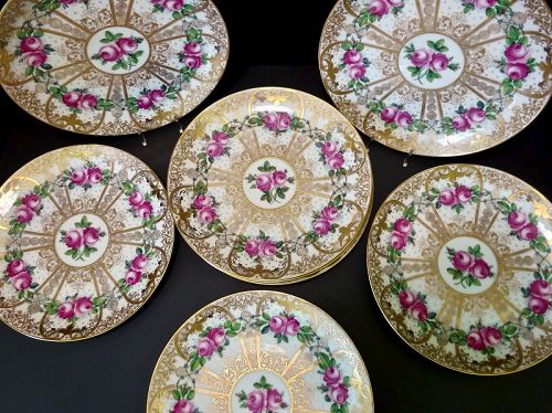 8 Antique Rosenthal Dessert Plates, Roses