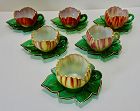 6 Theresienthal Glass Cups & Saucers, Flora Form
