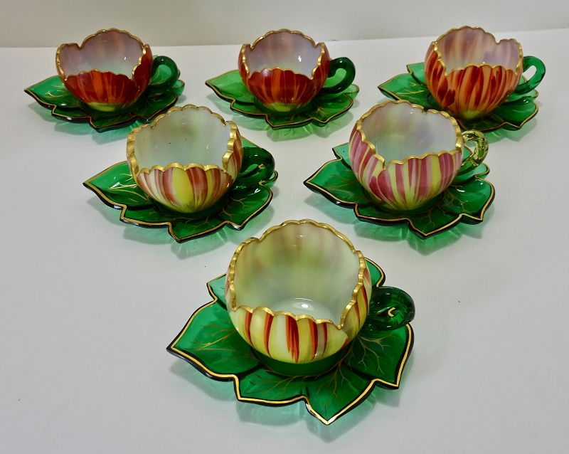 Antique Moser Enameled Glass Demitasse Cup & Saucer (item #1425645)