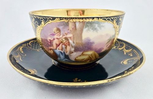 Antique Vienna Coffee Cup & Saucer, Mythological