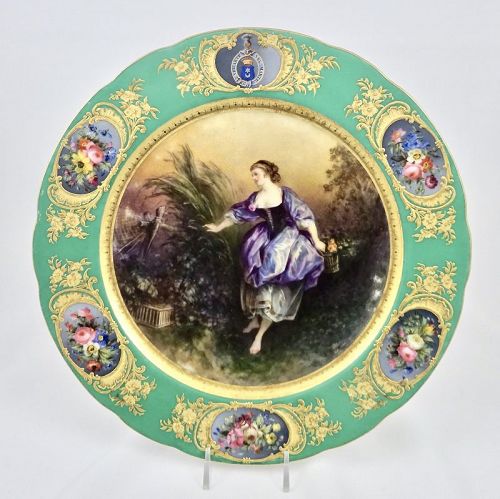 Boyer Paris Porcelain Cabinet Plate, Armorial