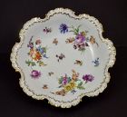 Antique Klemm Dresden Bowl, Scalloped, Floral