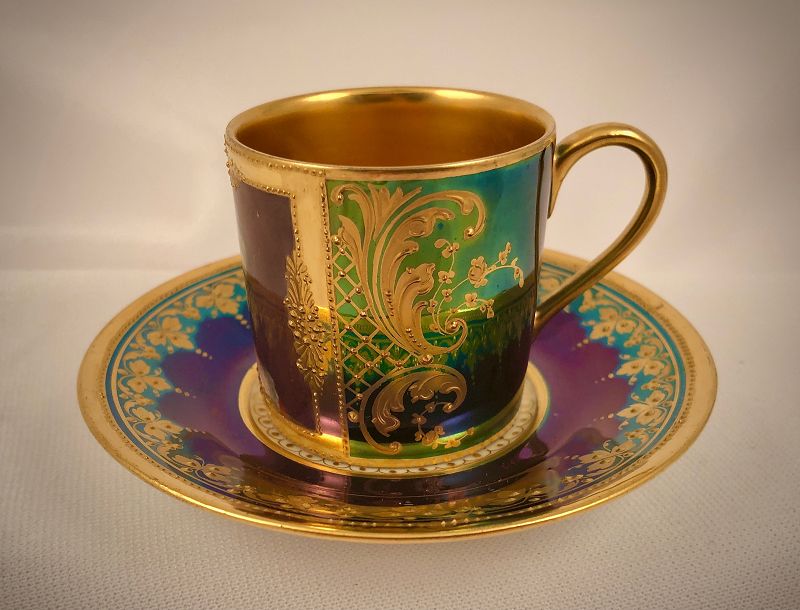 1980s Dresden Porcelain Cup & Saucer, Wolfsohn Meissen