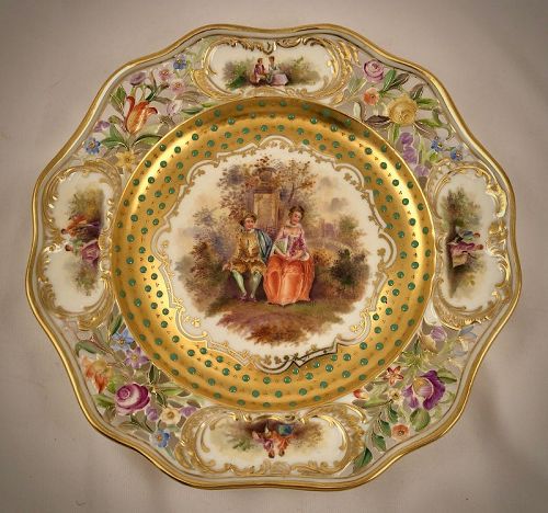 Antique Thieme Dresden Cabinet Plate, Jeweled