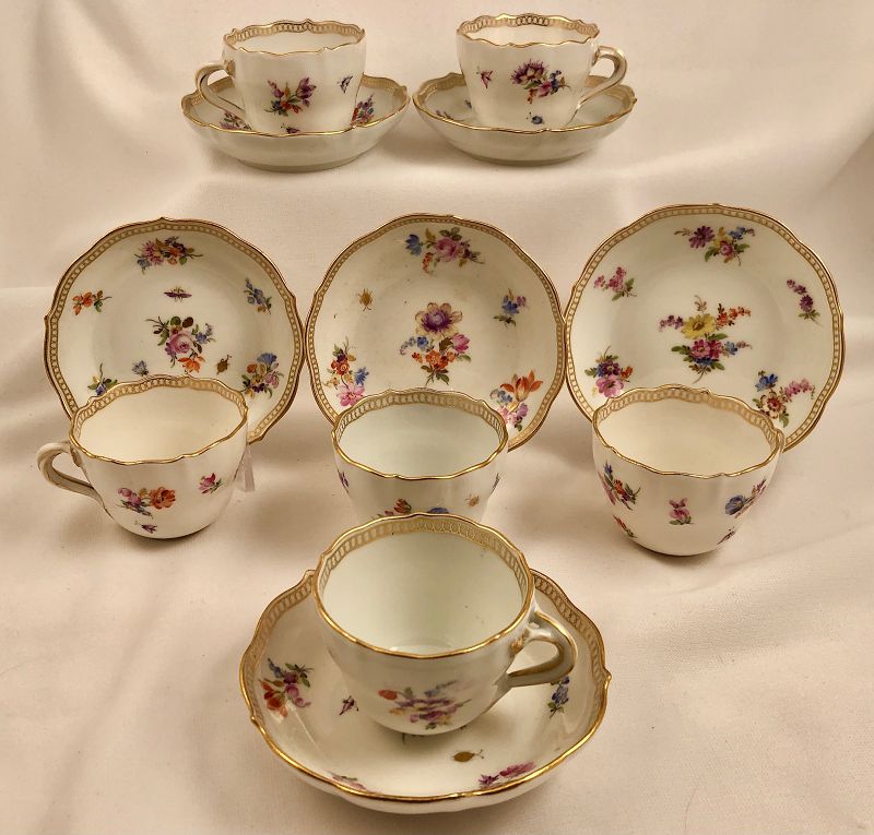 6 Antique Haviland Limoges Demitasse Cups & Saucers, Elegant Gilding (item  #1465266)