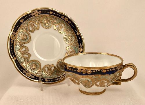 Antique Noritake Tea Cup & Saucer,  Jeweled