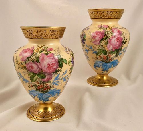 Pair Paris Porcelain Vases, Maison Jacquel, C. 1850