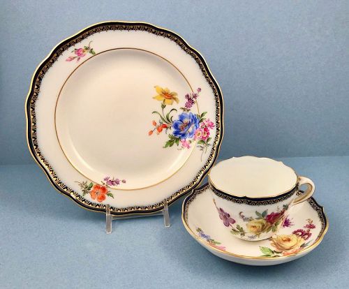 Meissen Demitasse Cup, Saucer & Plate, 1924-1934