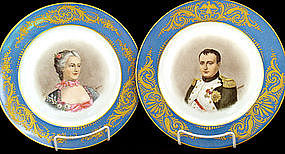 Pair French Portrait Plates Sevres Style II