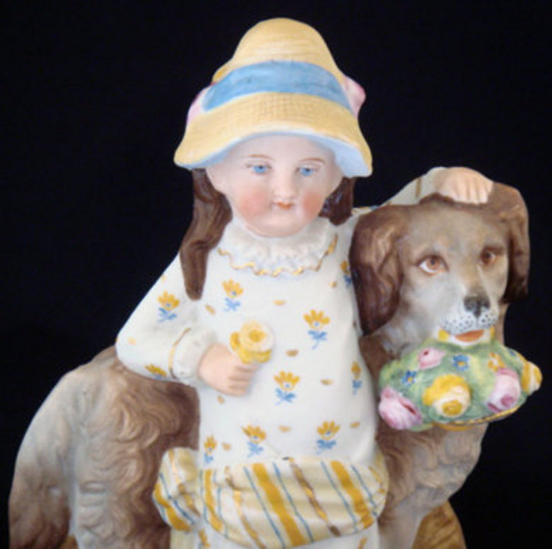 Victorian Bisque Girl &amp; Dog