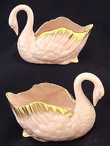 Pair Vintage Lenox Colored Swans