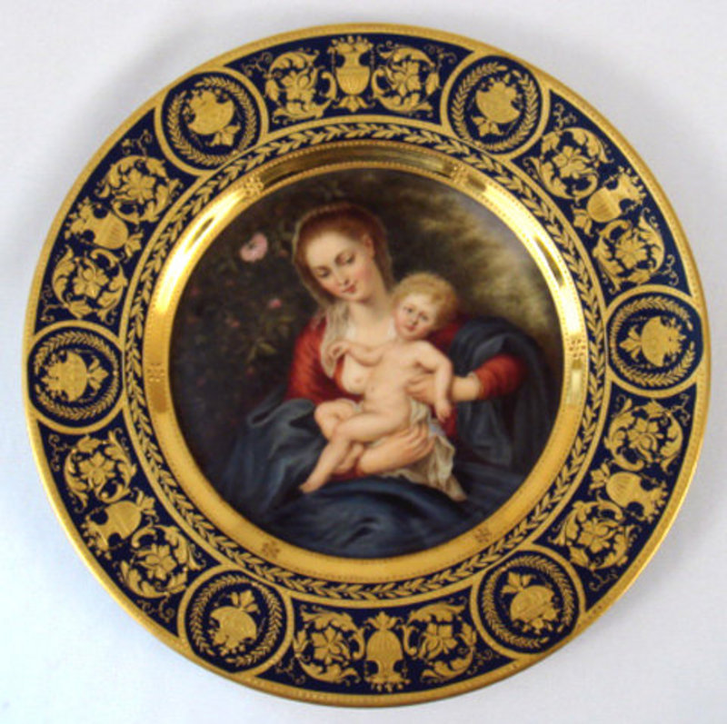 Vienna Style Madonna &amp; Child Cabinet Plate