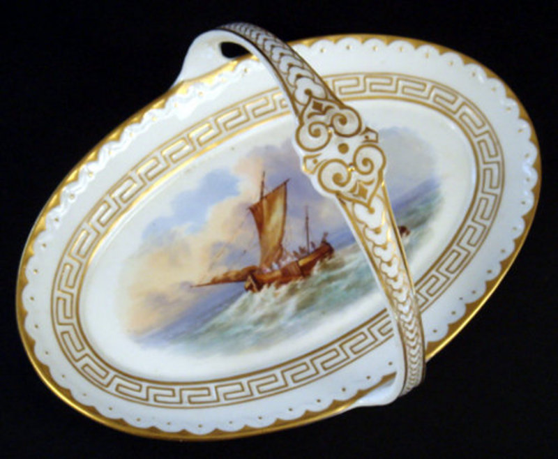 Antique Nautical English Porcelain Basket