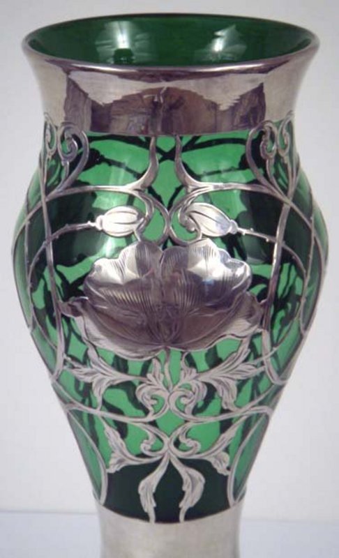 Art Nouveau American Silver Overlay Vase