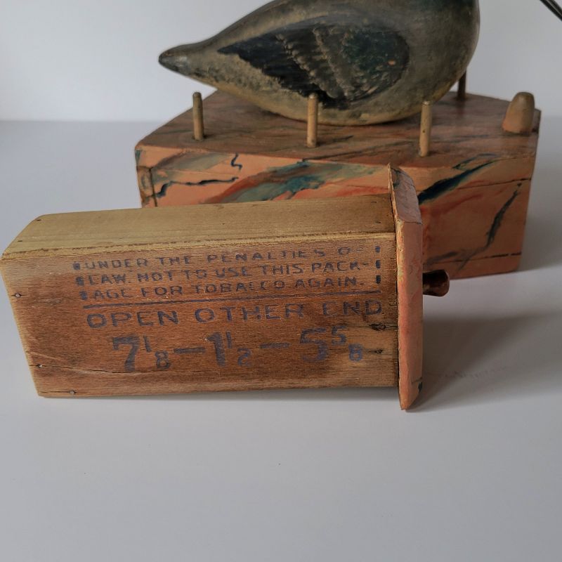 Vintage Folk Art Sewing Box with Bird