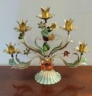 Vintage Italian tole candelabra floral centerpiece