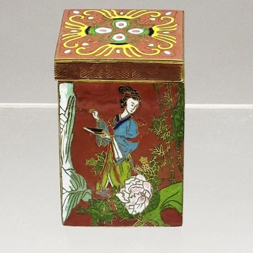 Old Chinese Cloisonne Tea Caddy Box