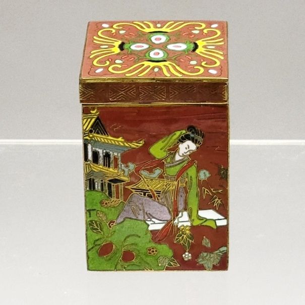 Old Chinese Cloisonne Tea Caddy Box