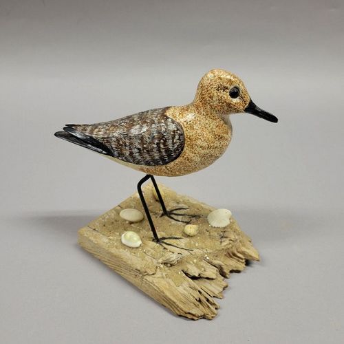 Vintage American Sanderling Shore Bird Wood Carving Statue Figurine