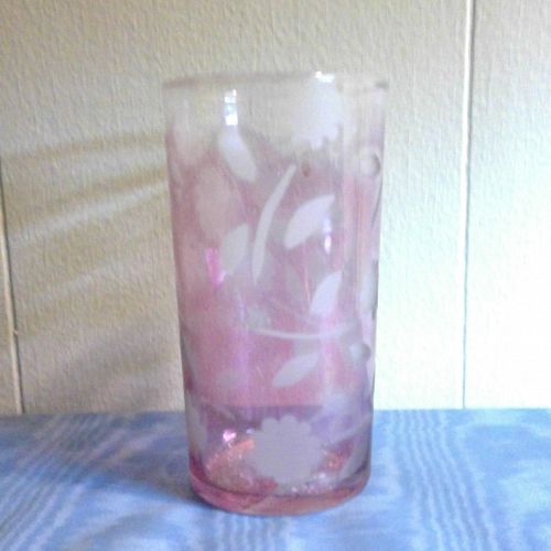 Federal Rose Blush White Flowers Glass