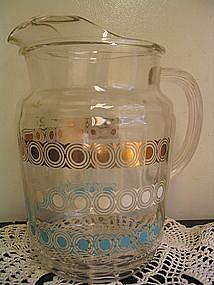 Vintage Turquoise & Gold Pitcher