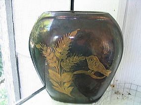 Enameled Brass Vase