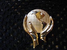 World in Hands Pin