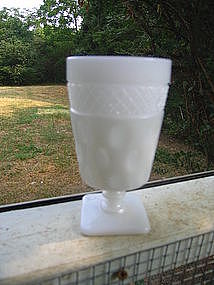 McKee Milk Glass Thumbprint Goblet