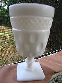 McKee Milk Glass Thumbprint Goblet