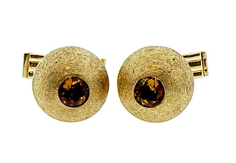 Modernist 14K Yellow Gold &amp; Citrine Dome Cufflinks