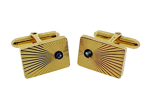 Tiffany &amp; Co. 14K Yellow Gold &amp; Sapphire Cufflinks