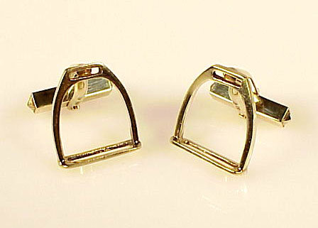 Vintage German 14K Yellow Gold Horse Stirrup Cufflinks