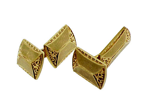 Edwardian Double-Faced 14K Yellow Gold Hinged Cufflinks