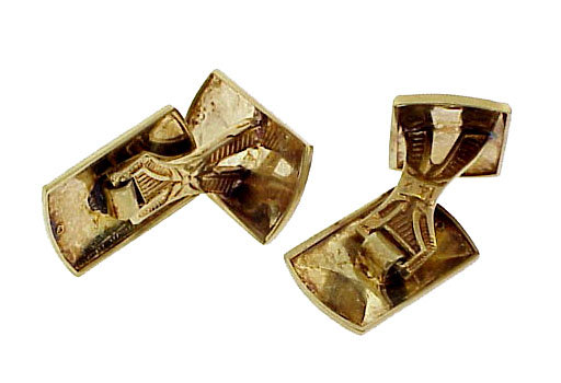 Edwardian Double-Faced 14K Yellow Gold Hinged Cufflinks