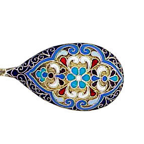 Imperial Russian Klingert Enamel Silver Souvenir Spoon