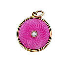 Edwardian 10K Gold Guilloche Enamel & Pearl Locket