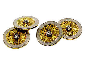 Larter 14K Gold, Platinum & Diamond Double Cufflinks