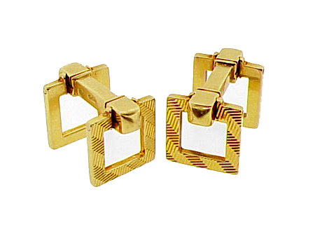 French Art Deco 18K Gold Flip-Up Stirrup Cufflinks