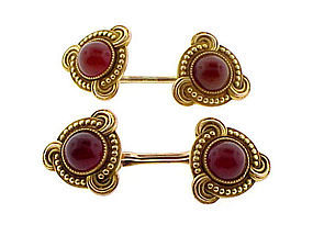 Victorian 14K Yellow Gold & Carnelian Double Cufflinks