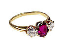 Vintage 14K Gold Ruby & Diamond Three-Stone Ring