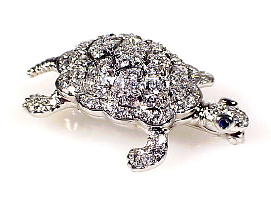 Tiffany Diamond Platinum NATURE Turtle Pin/Pendant