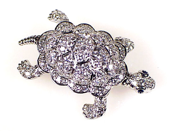 Tiffany Diamond Platinum NATURE Turtle Pin/Pendant