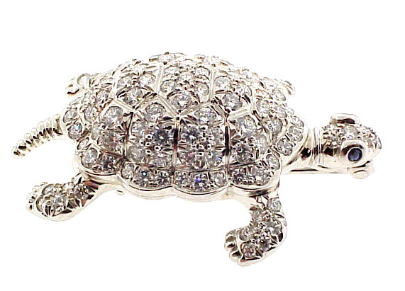 Tiffany Diamond Platinum NATURE Turtle Pin/Pendant