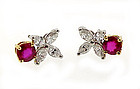 Tiffany Platinum 18K Diamond Ruby VICTORIA Earrings