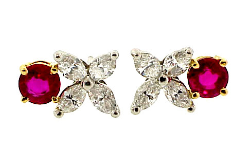 Tiffany Platinum 18K Diamond Ruby VICTORIA Earrings