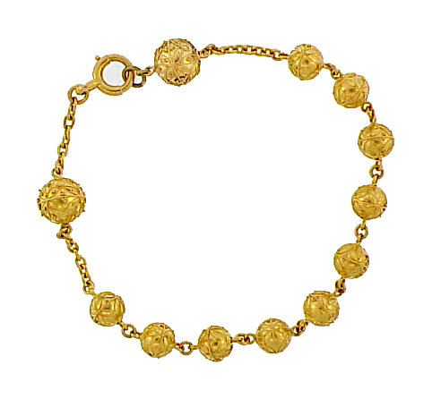 Victorian Etruscan Revival 18K Gold Bead Bracelet